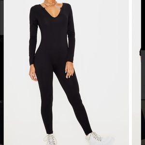 Black, long-sleeve jumpsuit